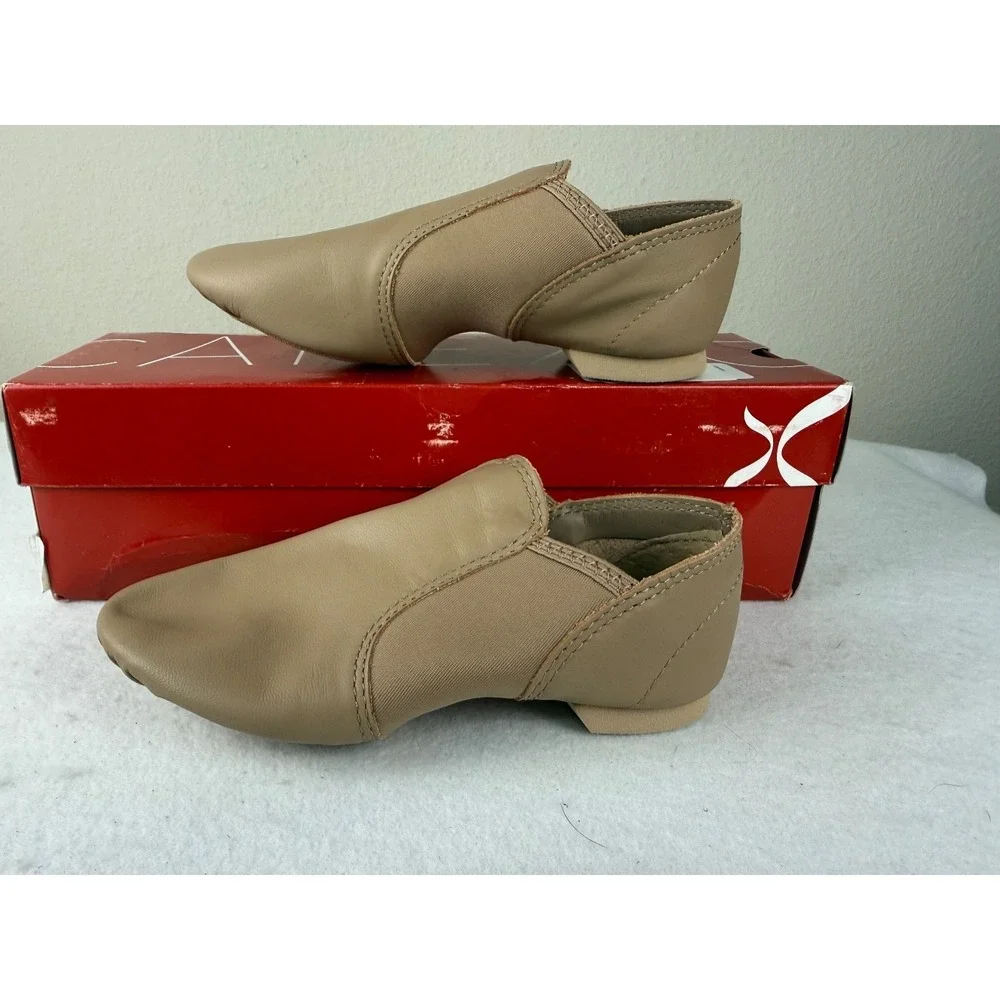 Capezio EJ2 E-Series Slip-On Jazz Shoes Tan Leather Split Sole 4M Youth Dance